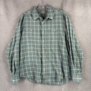 ASH AND ERIE Mens Flannel Shirt Green Plaid Long Sleeve Button Up Medium M